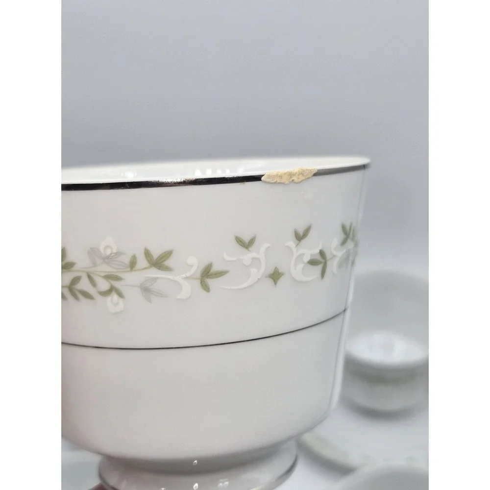 Berkeley House June Bride 6150 Japan 8 Cup & Saucer Sets Fine China Silver Trim